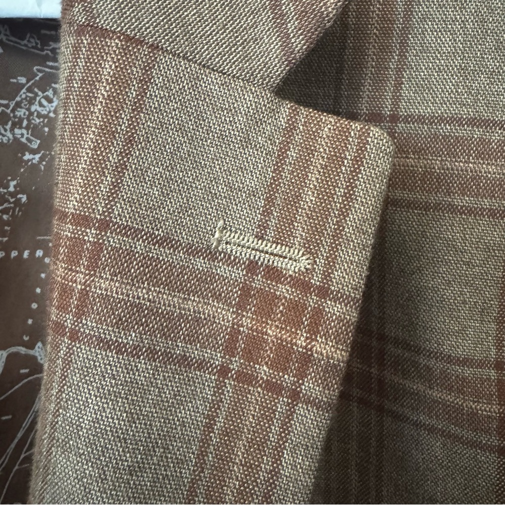 Nautica Modern Fit Men’s Sport Coat Blazer – Brown & Red Plaid – Size L50 $45 - Picture 7 of 10